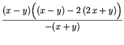 $\displaystyle \frac{(x-y)\Bigl((x-y)-2\,(2\,x+y)\Bigr)}{-(x+y)}$