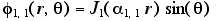 phi[1,1](r,theta) = J[1](alpha[1,1]*r)*sin(theta)