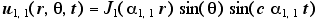 u[1,1](r,theta,t) = J[1](alpha[1,1]*r)*sin(theta)*s...