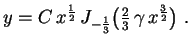 $ y=C\,x^\frac{1}{2}\,J_{-\frac{1}{3}}\bigl(
\frac{2}{3}\,\gamma\,x^\frac{3}{2}\bigr) \ .
$