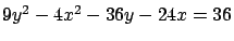$9y^2 - 4x^2 - 36y - 24x = 36$
