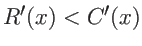 $R'(x) < C'(x)$