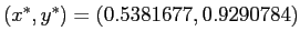 $(x^{*},y^{*})=(0.5381677,0.9290784)$