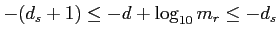 $\displaystyle -(d_s + 1) \leq -d + \log_{10} m_r \leq -d_s $