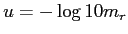 $u = -\log{10} m_r$