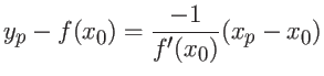$\displaystyle y_p - f(x_0) = f'(x_0) (x_p - x_0), $